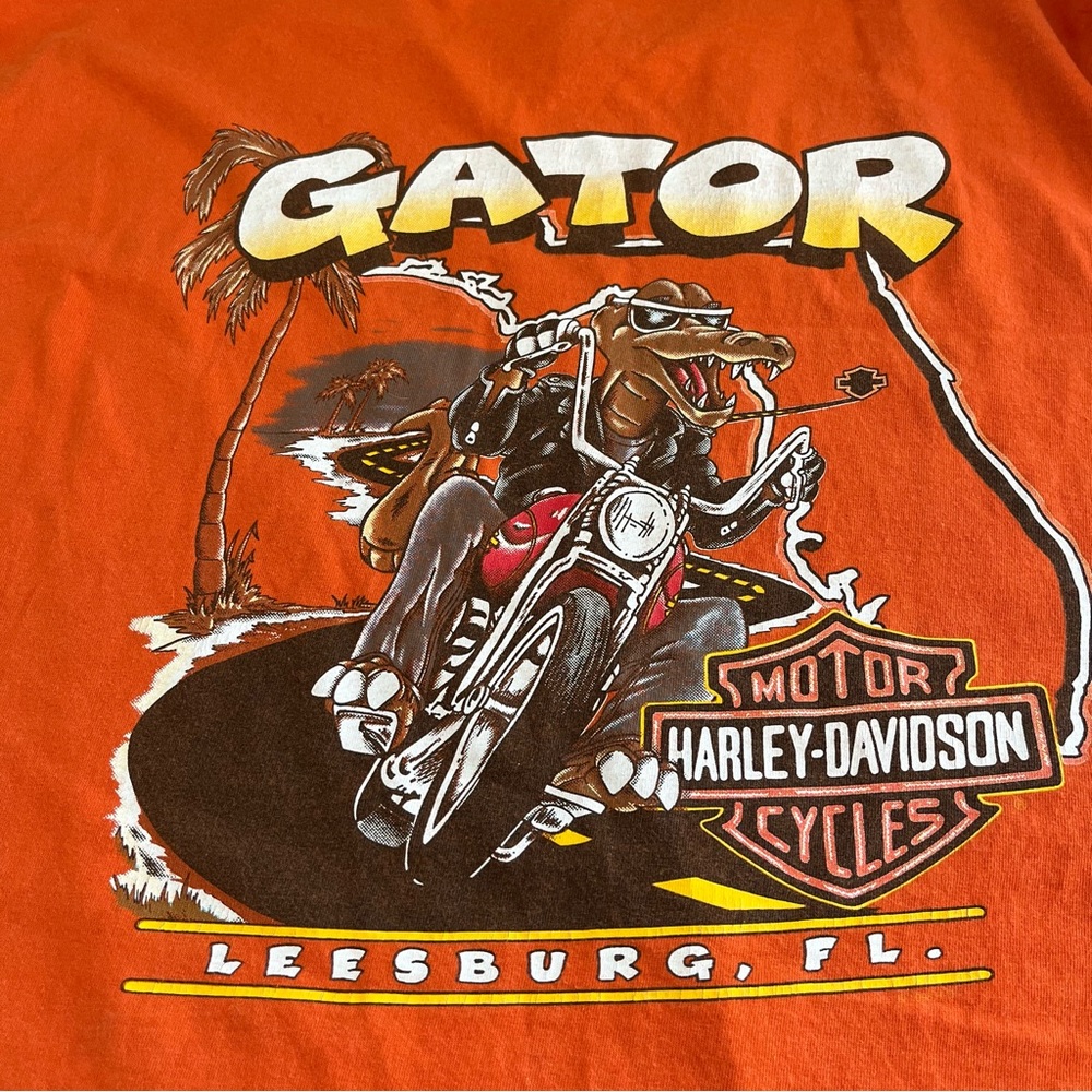 Harley Davidson Men’s Orange Tank Top gator motorcycle‎ Florida 3XL